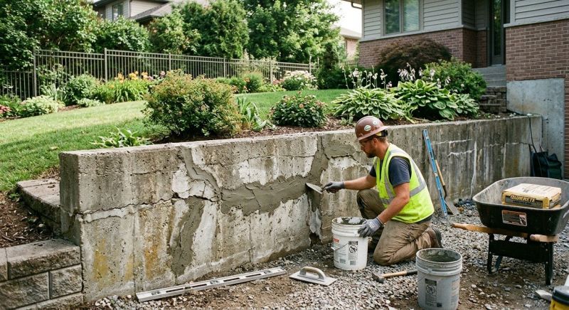 Brick Retaining Wall Repair in Brighton, MI