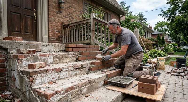Brick Stoop Repair in Brighton, MI