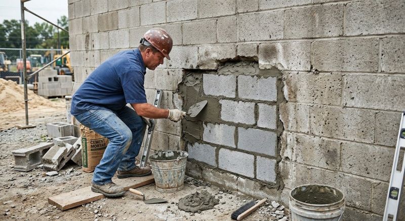 Cinder Block Wall Repair in Holly, MI