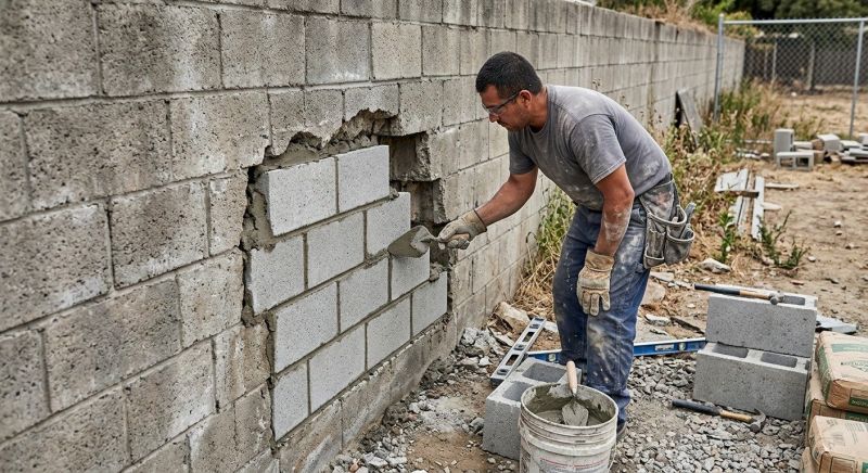Cinder Block Wall Repair in Howell, MI
