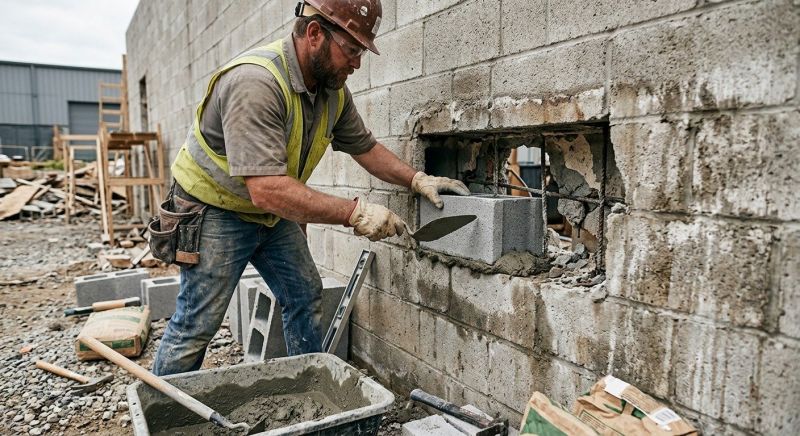 Cinder Block Wall Repair in Brighton, MI