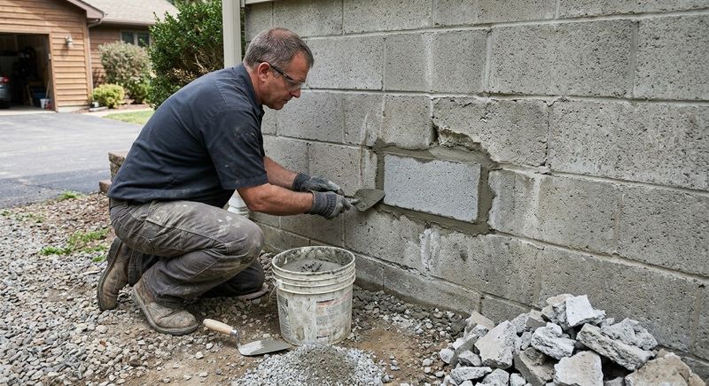 Cinder Block Wall Repair in Waterford, MI
