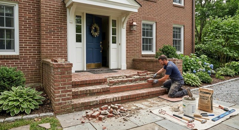 Entryway Brick Repair in Brighton, MI