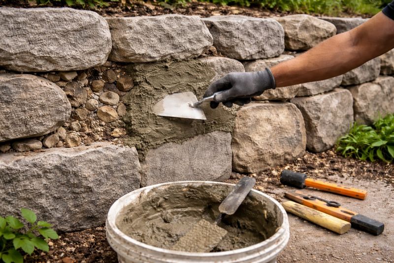 Stone Wall Repair in Pinckney, MI